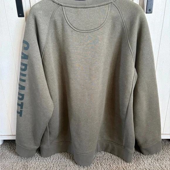Carhartt Women’s Relax Fit Crewneck Sweater in Olive - Picture 2 of 4